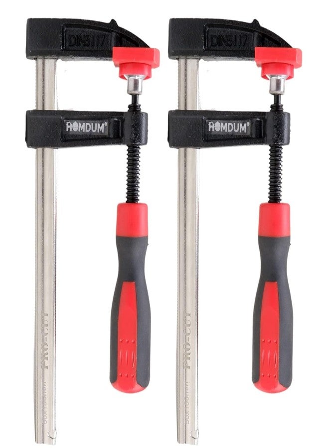 Homdum 10 inch Steel F Clamps Pack of 2 for Woodworking, Glass, and Welding Works with Rubberized Handle & PVC Cover 250 X 50MM. - Image 1